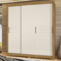 Guarda-roupa Casal 3 Portas de Correr 3 Gavetas com Espelho e Pés Canadá