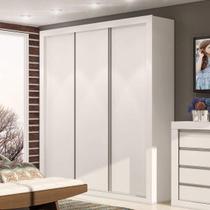 Guarda-Roupa Casal 3 Portas de Correr 4 Gavetas News Branco