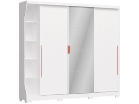 Guarda Roupa Casal 3 Portas de Correr 6 Gavetas Branco F542