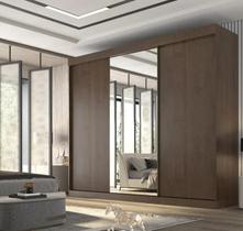 Guarda Roupa Casal 3 Portas de Correr 6 Gavetas Com Espelho 100% MDF Garibaldi - Móveis Valverde - New Canion/Off White