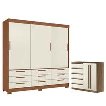 Guarda Roupa Casal 3 Portas de Correr 9 Gavetas Morretes com Cômoda Malada Areia - Santos Andirá Guarda Roupa Casal 3 Portas de Correr 9 Gavetas Morretes com Cômoda Malada Areia - Santos Andirá