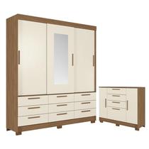 Guarda Roupa Casal 3 Portas de Correr 9 Gavetas Morretes com Espelho Cômoda Pinhais Areia - Santos Andirá Guarda Roupa Casal 3 Portas de Correr 9 Gavetas Morretes com Espelho Cômoda Pinhais Areia - Santos Andirá