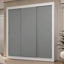 Guarda-Roupa Casal 3 Portas de Correr Branco/Cinza Sublime Madesa