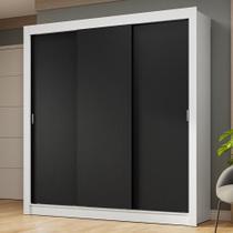 Guarda-Roupa Casal 3 Portas de Correr Branco/Preto Nobre Madesa Guarda-Roupa Casal 3 Portas de Correr Branco/Preto Nobre Madesa