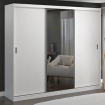 Guarda-roupa casal 3 portas de correr com 1 espelho 100% mdf 1904e1 branco - foscarini