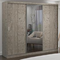 Guarda-roupa casal 3 portas de correr com 1 espelho 100% mdf 1904e1 demolição - foscarini