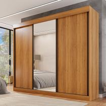 Guarda Roupa Casal 3 Portas de Correr com Espelho Central 6 Gavetas Garibaldi 100% MDF Guarda Roupa Casal 3 Portas de Correr com Espelho Central 6 Gavetas Garibaldi 100% MDF