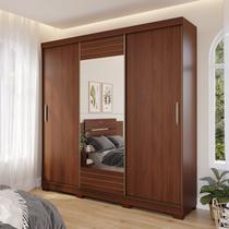 Guarda-Roupa Casal 3 Portas de Correr com Espelho e Pés 199cm 100% MDF Roma Espresso Móveis Marrom/Jequitiba Guarda-Roupa Casal 3 Portas de Correr com Espelho e Pés 199cm 100% MDF Roma Espresso Móveis Marrom/Jequitiba