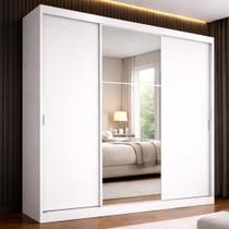Guarda-roupa Casal 3 Portas de Correr com Espelho Milano