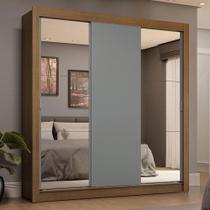 Guarda-Roupa Casal 3 Portas de Correr com Espelhos 4 Gavetas Rustic/Cinza Sublime Plus Madesa