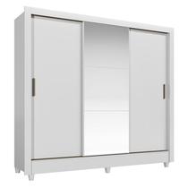 Guarda Roupa Casal 3 Portas de Correr com Pés e Espelho Italia Branco Brilho - Santos Andirá Guarda Roupa Casal 3 Portas de Correr com Pés e Espelho Italia Branco Brilho - Santos Andirá