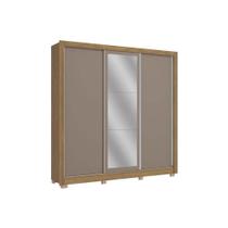 Guarda Roupa Casal 3 Portas de Correr e 2 Gavetas c/ Espelho e Pés CB01M570 Nogueira/Fendi - Kappesberg Guarda Roupa Casal 3 Portas de Correr e 2 Gavetas c/ Espelho e Pés CB01M570 Nogueira/Fendi - Kappesberg