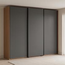 Guarda Roupa Casal 3 Portas de Correr e 4 Gavetas 260x230cm Elegance Canela/Grafite