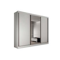 Guarda Roupa Casal 3 Portas de Correr e 4 Gavetas c/ 1 Espelho Diamond/Toulon Plus Branco - Novo Horizonte