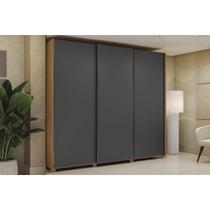 Guarda Roupa Casal 3 Portas de Correr e 4 Gavetas c/ Pés CB03T582 Canela/Grafite - Kappesberg Guarda Roupa Casal 3 Portas de Correr e 4 Gavetas c/ Pés CB03T582 Canela/Grafite - Kappesberg