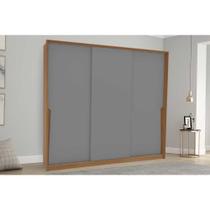 Guarda Roupa Casal 3 Portas de Correr e 4 Gavetas Porto Freijo/Cinza - Politorno