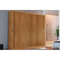 Guarda Roupa Casal 3 Portas de Correr e 4 Gavetas Veneza Naturale-Naturale Ripado 3D - Flex - Rufato