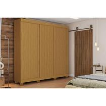 Guarda Roupa Casal 3 Portas de Correr e 4 Gavetas Zara Flex Cinamomo/Cinamomo ou Off White - ACP