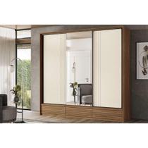 Guarda Roupa Casal 3 Portas de Correr e 5 Gavetas c/ Espelho Democrata jatoba/Areia - Santos Andirá Guarda Roupa Casal 3 Portas de Correr e 5 Gavetas c/ Espelho Democrata jatoba/Areia - Santos Andirá