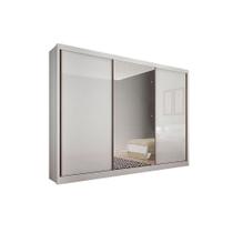 Guarda Roupa Casal 3 Portas de Correr e 6 Gavetas c/ 1 Espelho Spazzio Plus Branco - Novo Horizonte Guarda Roupa Casal 3 Portas de Correr e 6 Gavetas c/ 1 Espelho Spazzio Plus Branco - Novo Horizonte