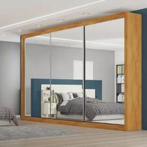 Guarda Roupa Casal 3 Portas De Correr E 6 Gavetas C 3 Espelhos Toronto Europa Peroba Marrom MÓVEIS EUROPA