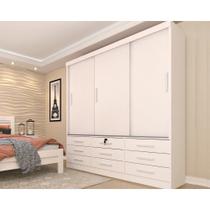 Guarda Roupa Casal 3 Portas de Correr e 9 Gavetas Chicago Branco/Neve - Tcil Móveis