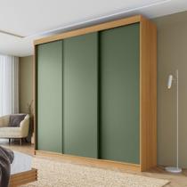 Guarda-roupa Casal 3 Portas de Correr Lisas Samambaia Cabecasa Madeiramadeira Carvalho/Verde