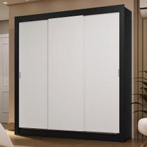 Guarda-Roupa Casal 3 Portas de Correr Preto/Branco Sublime Madesa