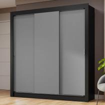 Guarda-roupa Casal 3 Portas De Correr Preto/cinza Madesa Guarda-roupa Casal 3 Portas De Correr Preto/cinza Madesa