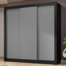 Guarda-Roupa Casal 3 Portas de Correr Preto/Cinza Nobre Madesa Guarda-Roupa Casal 3 Portas de Correr Preto/Cinza Nobre Madesa