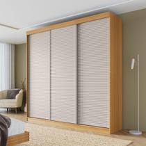 Guarda-roupa Casal 3 Portas de Correr Ripadas Samambaia Cabecasa Madeiramadeira Carvalho/Off White Guarda-roupa Casal 3 Portas de Correr Ripadas Samambaia Cabecasa Madeiramadeira Carvalho/Off White