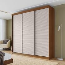 Guarda-roupa Casal 3 Portas de Correr Ripadas Samambaia Cabecasa Madeiramadeira Freijó/Off White Guarda-roupa Casal 3 Portas de Correr Ripadas Samambaia Cabecasa Madeiramadeira Freijó/Off White