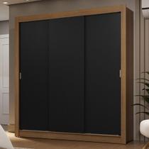 Guarda-Roupa Casal 3 Portas de Correr Rustic/Preto Sublime Madesa