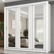 Guarda Roupa Casal 3 Portas Doha c/ 3 Espelhos Carraro Branco