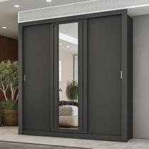 Guarda Roupa Casal 3 Portas Doha Lux 4 Gavetas Carraro Ripado Preto Touch Guarda Roupa Casal 3 Portas Doha Lux 4 Gavetas Carraro Ripado Preto Touch