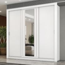 Guarda Roupa Casal 3 Portas Doha Lux Carraro Ripado Branco