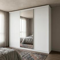 Guarda-Roupa Casal 3 Portas e 1 Espelho 100% MDF Geneve Branco Guarda-Roupa Casal 3 Portas e 1 Espelho 100% MDF Geneve Branco