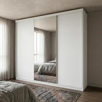 Guarda-Roupa Casal 3 Portas e 1 Espelho 100% MDF Geneve Branco Guarda-Roupa Casal 3 Portas e 1 Espelho 100% MDF Geneve Branco