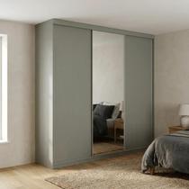 Guarda-Roupa Casal 3 Portas e 1 Espelho 100% MDF Geneve Cinza/Urbi Guarda-Roupa Casal 3 Portas e 1 Espelho 100% MDF Geneve Cinza/Urbi