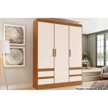 Guarda Roupa Casal 3 Portas e 4 Gavetas Briz Lema B55 Nature/Off White - Henn