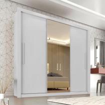 Guarda Roupa Casal 3 Portas e 4 Gavetas com Espelho Central Panamá - Sallêto - Branco Guarda Roupa Casal 3 Portas e 4 Gavetas com Espelho Central Panamá - Sallêto - Branco