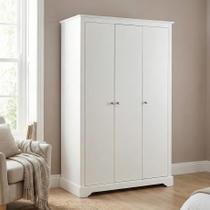 Guarda-roupa Casal 3 Portas em Mdf Estilo Clássico Louise Branco