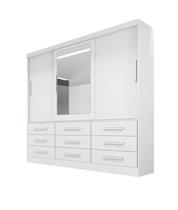 Guarda-roupa casal 3 portas espelho 9 gavetas- Bianchi