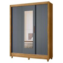Guarda Roupa Casal 3p Espelho 164 Cm Bolivia Freijo Cinza Moval