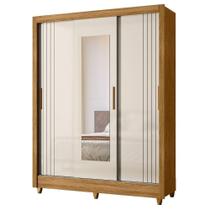 Guarda Roupa Casal 3p Espelho 164 Cm Bolivia Freijo Off White Moval