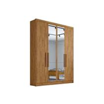Guarda Roupa Casal 4 Portas (2 c/ Espelho) e 3 Gavetas Moderni/Sevilha Cumaru - Novo Horizonte