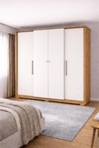 Guarda Roupa Casal 4 Portas 2 Gavetas Mônaco Espresso Móveis Branco/Marrocos/Off White