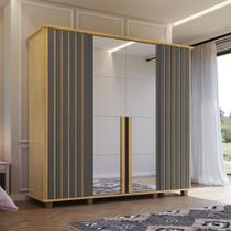 Guarda -roupa Casal 4 Portas 2 Portas com Espelho Detalhe Ripado 3 Gavetas Internas 8 Pés Holanda Guarda -roupa Casal 4 Portas 2 Portas com Espelho Detalhe Ripado 3 Gavetas Internas 8 Pés Holanda