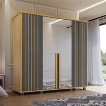 Guarda -roupa Casal 4 Portas 2 Portas com Espelho Detalhe Ripado 3 Gavetas Internas 8 Pés Holanda Guarda -roupa Casal 4 Portas 2 Portas com Espelho Detalhe Ripado 3 Gavetas Internas 8 Pés Holanda