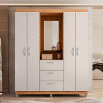 Guarda Roupa Casal 4 Portas 3 Gavetas Capelinha com Espelho Clapton Caemmun